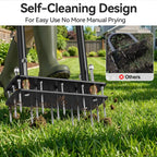 Knee-Friendly Lawn Aerator Tool, Spring Loaded Self-Cleaning Spike Aerator