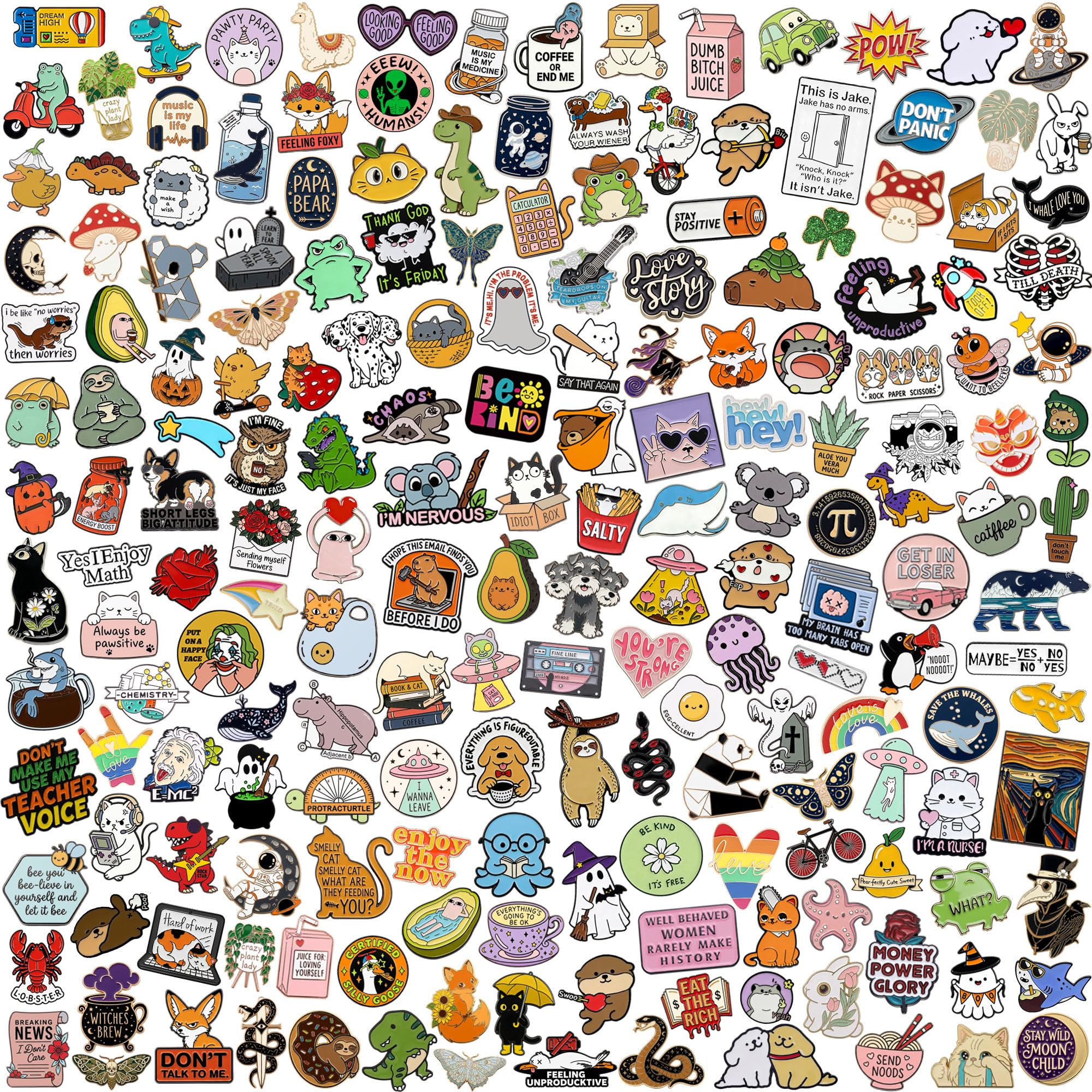 SINCCO 20/40/50/80 PCS Cute Enamel Backpack Pins, Funny Enamel Pins Bulk Set Cool Button Pins Aesthetic Brooch Lapel Pins Anime for Backpacks, Jackets, Hats, Kids, Girls(Style-50)