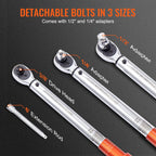 VEVOR 3/8-inch Drive Click Torque Wrench 10-80ft.lb/14-110n.m, Dual-Direction Adjustable Torque Wrench Set with Mechanical Dual Range Scales and Adapters Extension Rod
