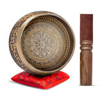 Premium Tibetan Singing Bowl Set – Handmade in Nepal Sound & Meditation Bowl – Spiritual Decor for Yoga, Wellness Spaces & Relaxation by Himalayan Bazaar (Brown & Red)