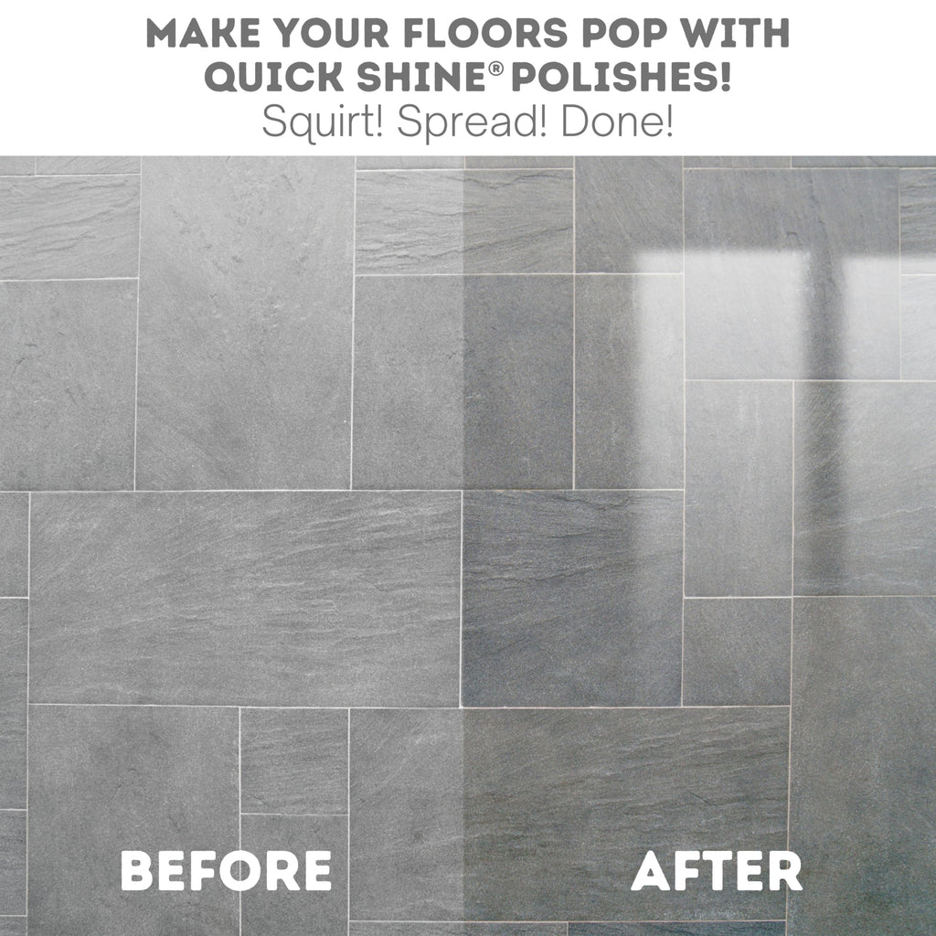 Quick Shine Multi-Surface Floor Finish-Polish 64oz-4pk | Safer Choice, No PFAS, pH Neutral Clean Shine Technology | Squirt & Spread | For Wood, Laminate, LVP, LVT, Tile & Stone | Made in USA