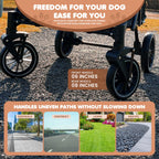 AdventEdge Premium Large Dog Stroller for Pets up to 55lbs, Dog Stroller for Medium Dogs, All-Terrain pet Stroller with Carbon Steel Frame & Breathable Mesh, Black & Grey (Large)