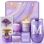 Christmas Gifts for Women Best Friend - Relaxing Lavender Spa Gift Basket, Gifts for Women Who Have Everything, Birthday, Valentine's Day, Galentines Day Gifts, Mothers Day Gifts for Mom Grandma(M)