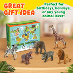 Zippytots 6PCS Safari Animal Figure Toys for Kids 3-5 Realistic Plastic Jungle Animal Figurines African Wildlife Learning Toys for Kids Boys Girls Toddlers