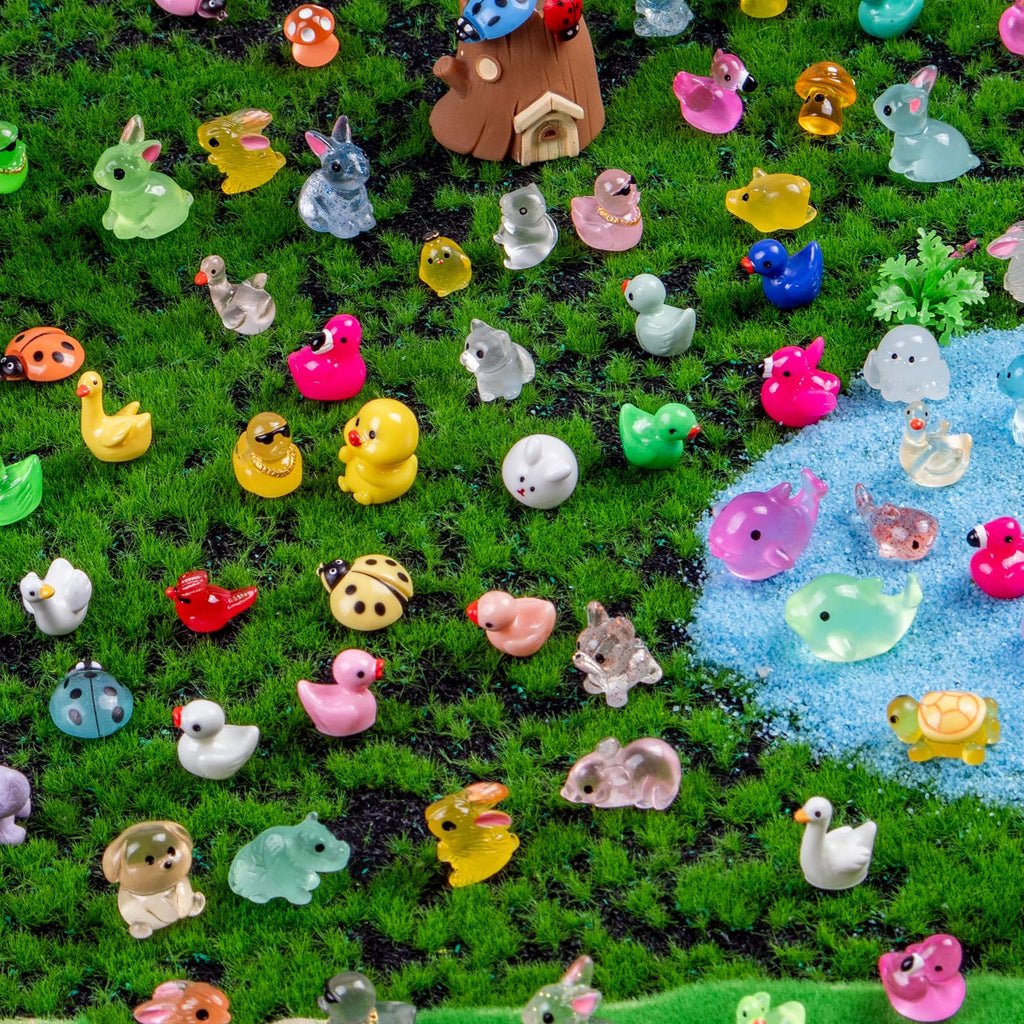 Teenzee 240 Pcs Mini Resin Animals Variety Tiny Animals Figures Miniature Little Small Animal Figurines Bulk for Micro Fairy Garden Landscape Accessories Hide Crafts Decor Aquarium