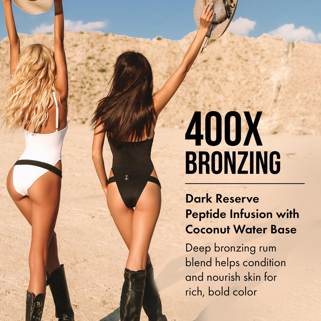 Tan Asz U Beach Black Rum Tanning Lotion, Double Shot 400X Bronzer, Dark Reserve Peptide Infusion, Luxe Indoor Tanning Lotion with Coconut Water & Algae Extract, 13.5 Fl Oz