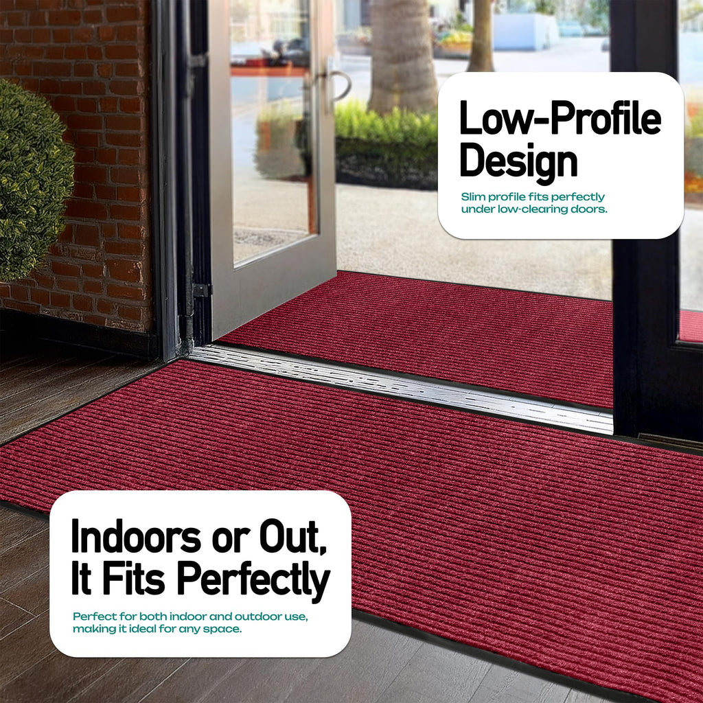 MaxMat® Extra Large Commercial Door Mat, Rubber Border Heavy Duty Door Mat, Waterproof, Low-Profile, Easy to Clean, Rubber Entry Mat. (Red, 3 x 5 Feet)