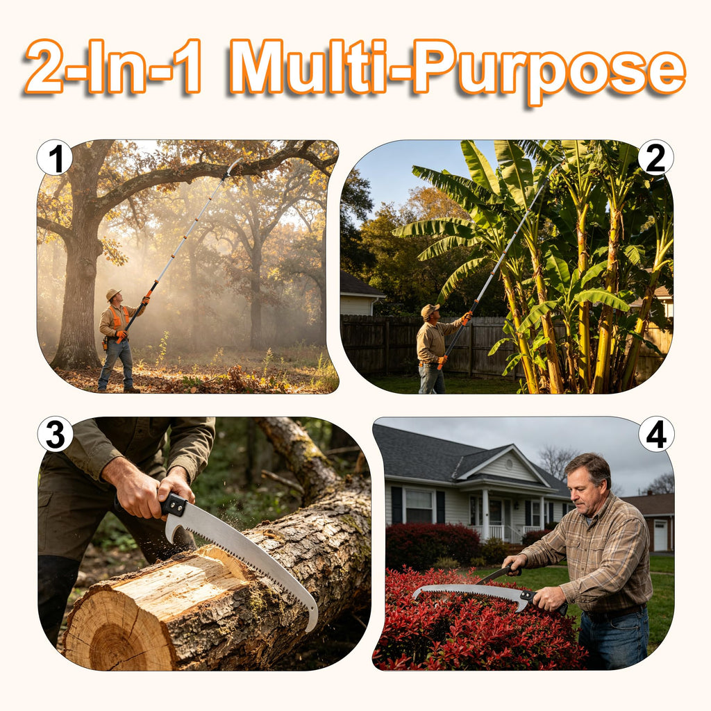 AgiiMan 30FT Reach Pole Saws for Tree Trimming, Pole Saws with 5-24FT Telescoping Extension Pole Pruning Pole Saw with 24" Blade Manual Pole Saw for Tree Pruning Forestry Yard Garden, and Patio