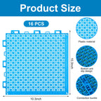16 Pcs Ground Pool Drainage Walkway, 10.3" x 10.3" Floor Protector Mat