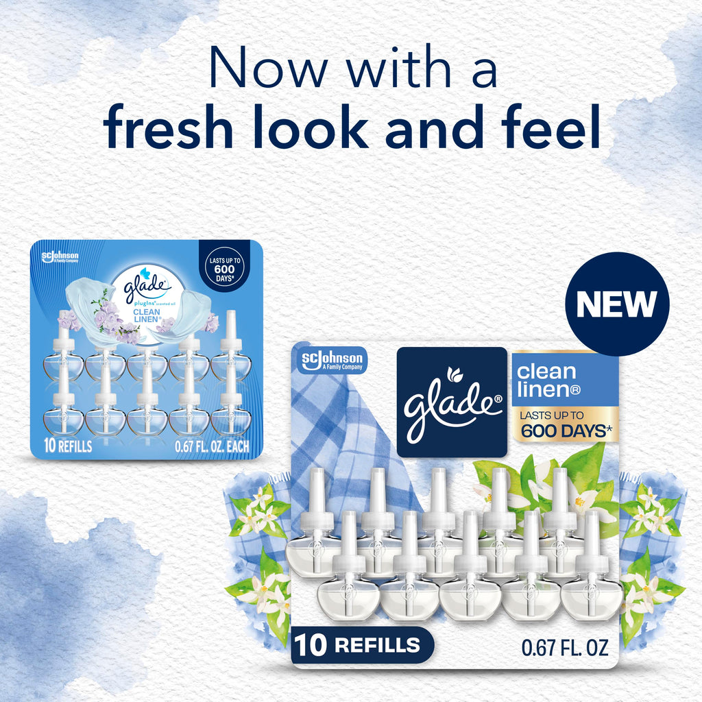 Glade PlugIns Air Freshener Refills, Clean Linen, 10 Count