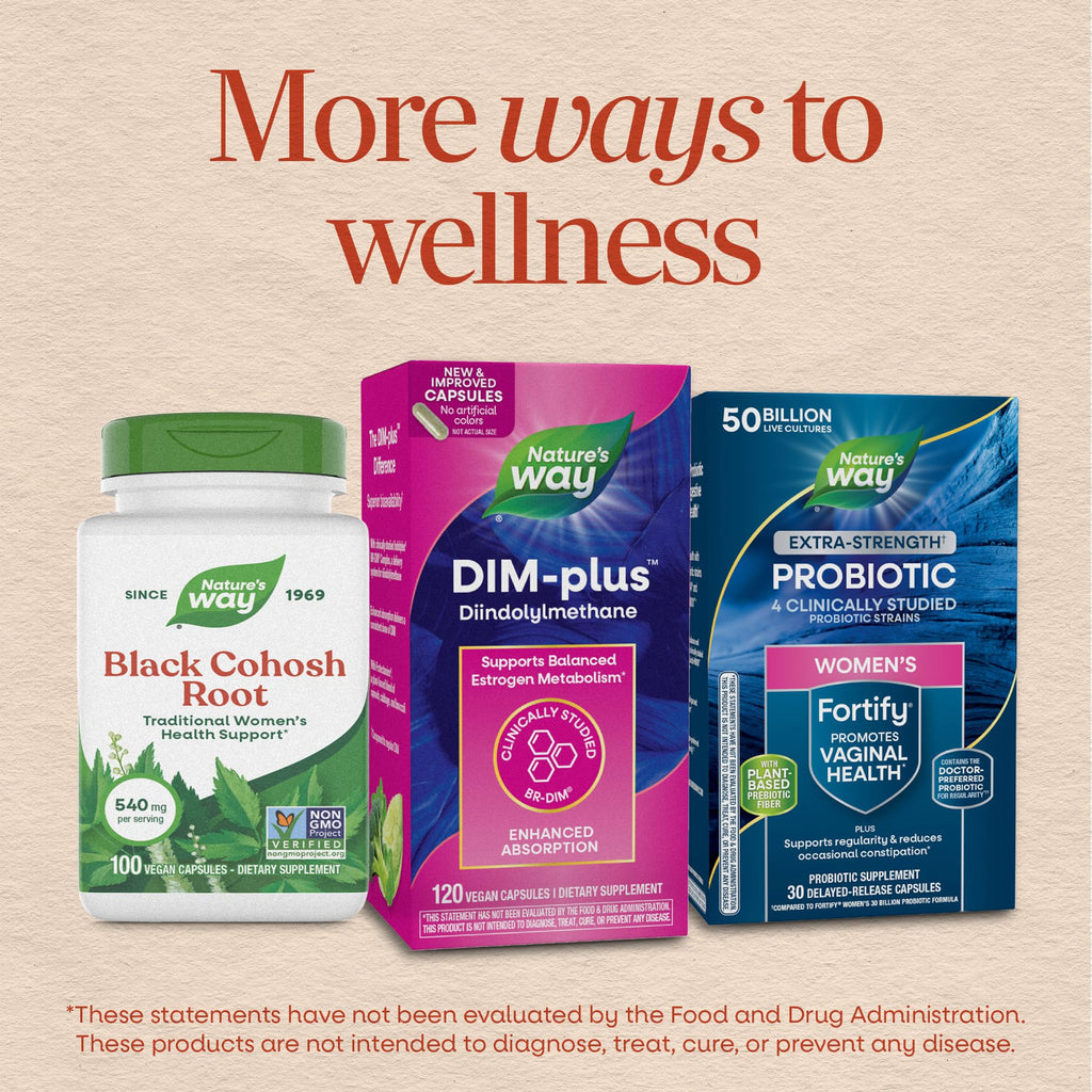 Nature's Way DIM-Plus DIM Supplement, BR-Diindolylmethane 100 mg per 2- Capsules, Supports Balanced Estrogen Metabolism, Prostate Function, and Premenstrual Breast Comfort*, 120 Vegan Capsules