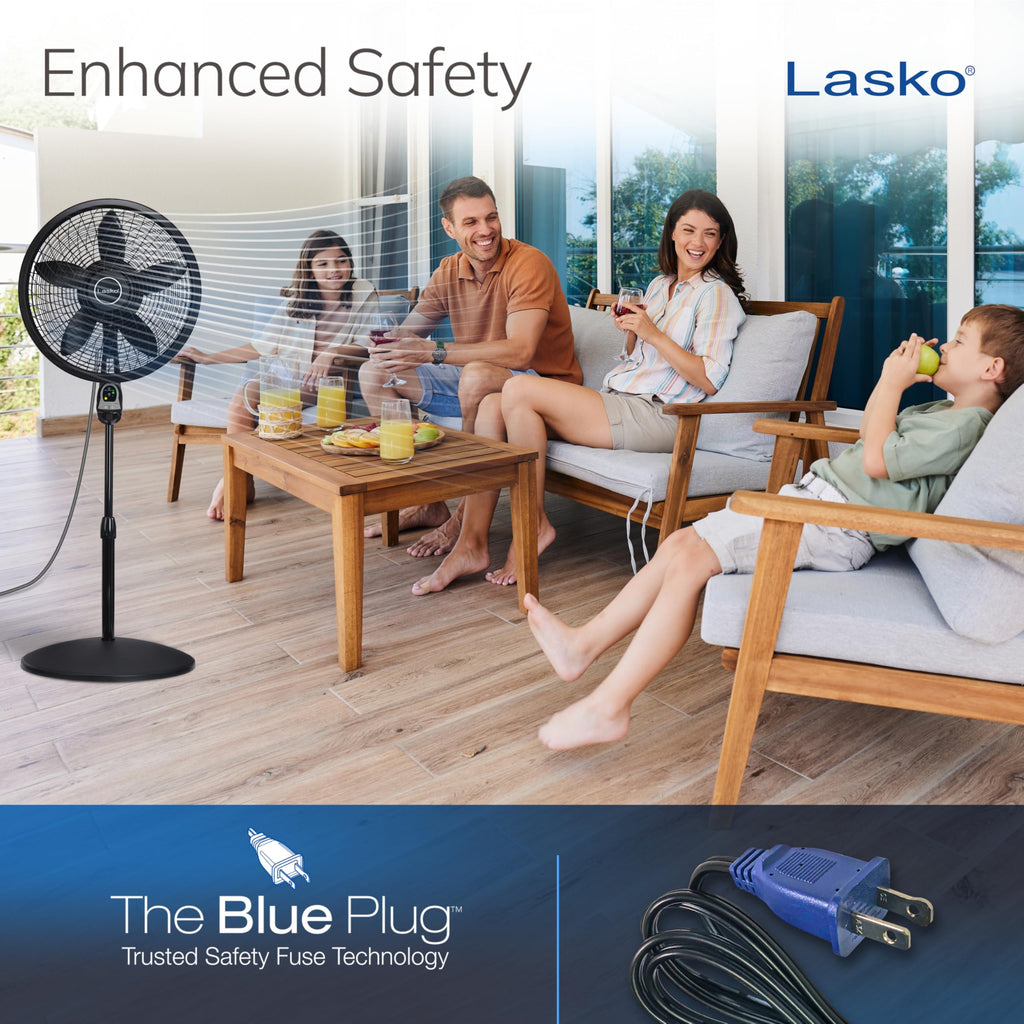 Lasko Cyclone Oscillating Pedestal Fan - Adjustable to 54" - 1843 - Black