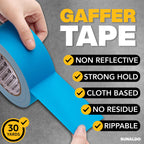 SUNALDO Gaffers Tape (2" x30 Yards) Heavy Duty, Easy Rip | Light Blue