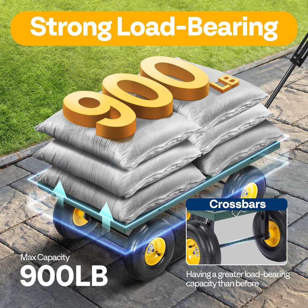 VIVOHOME Steel Garden Cart Heavy Duty 900 LBS 4.5 Cu Ft Utility Wagon