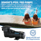 Doheny's 1 HP Above Ground Swimming Pool Pump | 115V, 75 GPM (0.9 THP) | Stainless Steel Shaft, Reinforced Thermoplastic, Low-Noise, High-Efficiency | 1.5" Internal & 2.5" External Threading