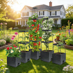 MQUPIN 2 Pack Tomato Planter with Trellis, 57" Self-Watering Raised Garden Bed Planter Box for Climbing Plants Vine Flowers Vegetables, Tomato Cage for Indoor Outdoor Patio Greenhouse
