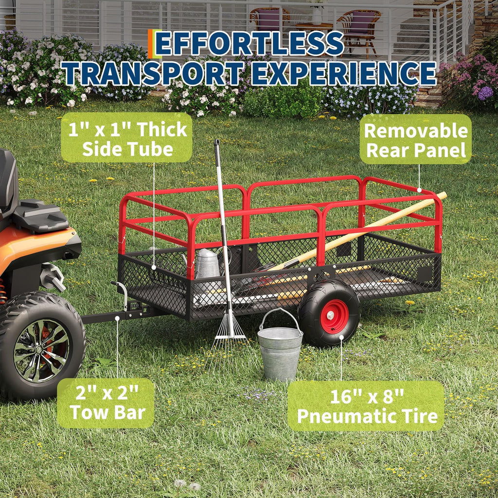 GarveeLife ATV UTV Tow Behind Dump Trailer 1600 lbs 22 Cubic Feet, Red