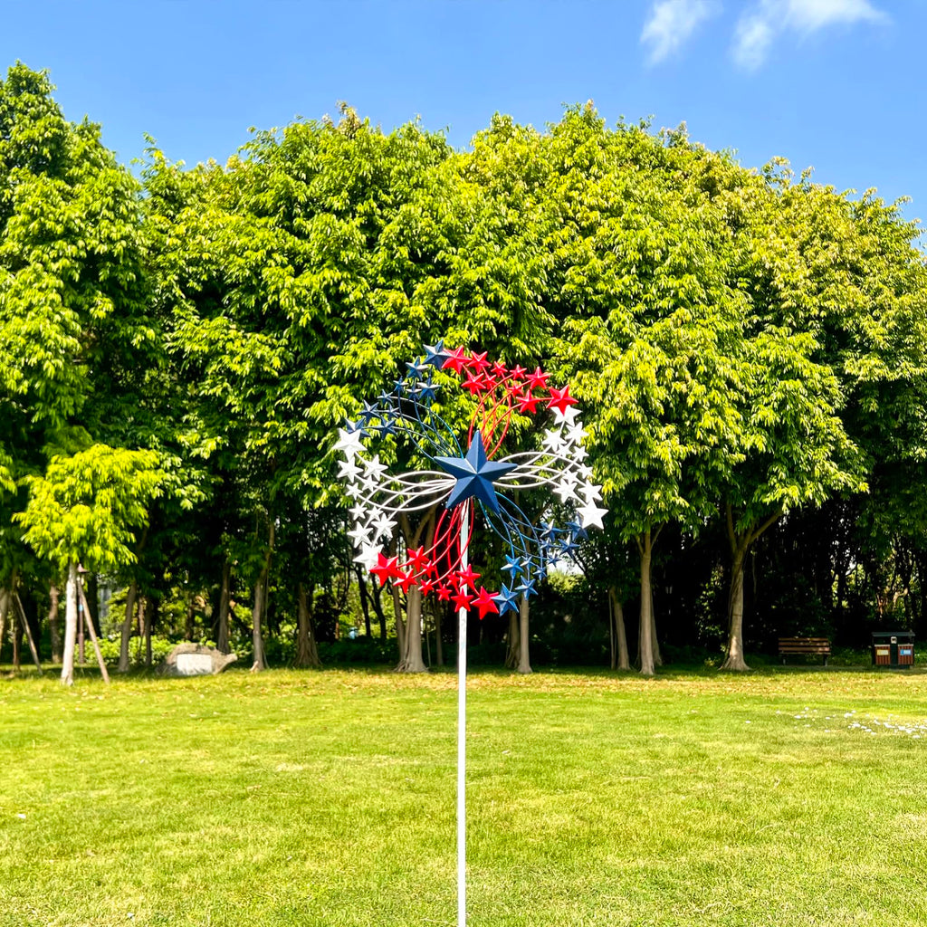 XLSWAIN Patriotic Star Metal Wind Spinner Outdoor, 47.3" H