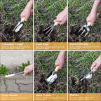 DWFKHT Weed Puller Tool, 6 Piece Stainless Steel Heavy Duty Weeding Tool, Weed Puller, Crack Weeder Tool, Weed Remover Tool with Ergonomic Wooden Handle, Gardening Gifts for Women