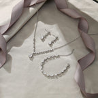 Clear Cubic Zirconia Drop Wedding Jewelry Set for Bride Bridesmaid Silver