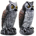 Hausse 2 Pack Fake Horned Owl Bird Scarecrow Decoy 10.5 Inch Height, Plastic Deterrents, Halloween Decoration, Nature Enemy Pest Repellent for Outdoor Garden Yard