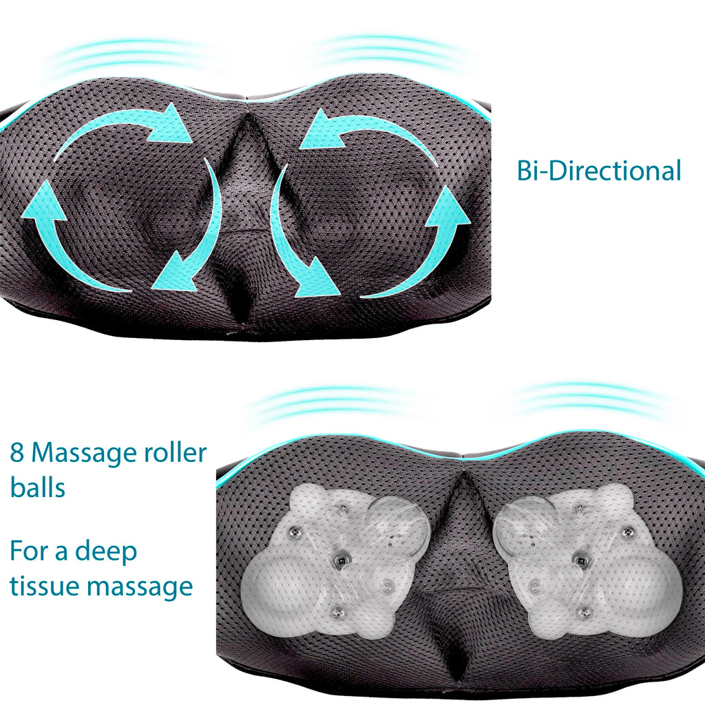 InvoSpa Shiatsu Back Shoulder and Neck Massager with Heat - Deep Tissue Kneading Pillow Massage - Back Massager, Shoulder, Electric Full Body