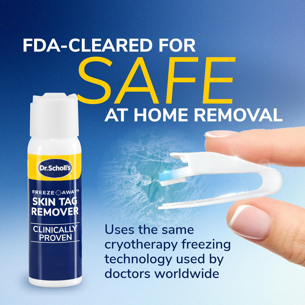 Dr. Scholl's Freeze Away Skin Tag Remover Kit, 8 ct – Completely removes Skin Tags in As Little As 1 Treatment, FDA-Cleared & Clinically Proven At-Home Removal, Easy 1-Handed Action, Permanent Results