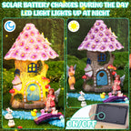 GGSTDDUP 70 Pcs Fairy Garden House Resin Kit Glowing Tree House Miniature Garden Fairy Animals Garden Accessories Decor Outdoor Mini Landscape Ornaments