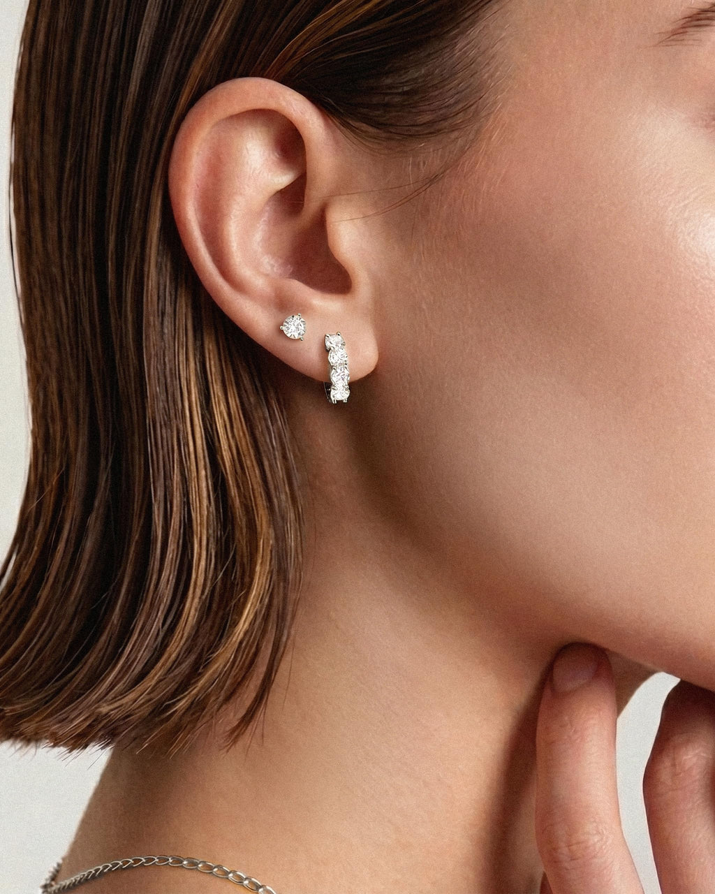 ASHINE Hoop Earrings for Women 14kt Gold Plated Small Hypoallergenic Trendy Stainless Steel Huggies Ear Rings Cartilage Piercing CZ Tiny Thick Second Hole Chunky Jewelry Everyday (White Gold,14.5mm)
