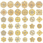 36 Pieces Clear Rhinestone Brooches for Crafts Crystal Flower Brooch Pins with Rhinestones silver Bulk Brooches Jewelry for Woman Flower Lapel Badge Pins DIY Wedding Bouquet Broaches Kit (Gold)