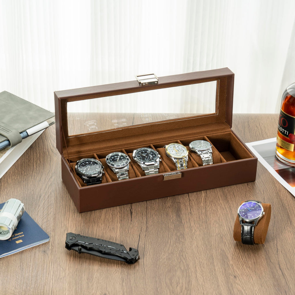 ProCase Watch Box, 6 Slot Mens Watch Display Case, Espresso