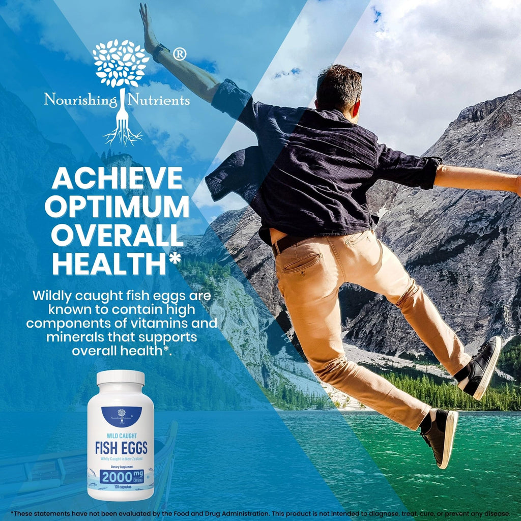 Wild Caught Fish Eggs 2,000mg - Omega 3 Supplement for Eye, Brain Health, Supports Immunity, Bones and Teeth, Mood Support with Omega 3-6-9 Fish Egg Capsules