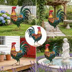 Ratuor Metal Rooster Decor Garden Statue Chicken Yard Art Outdoor Sculpture