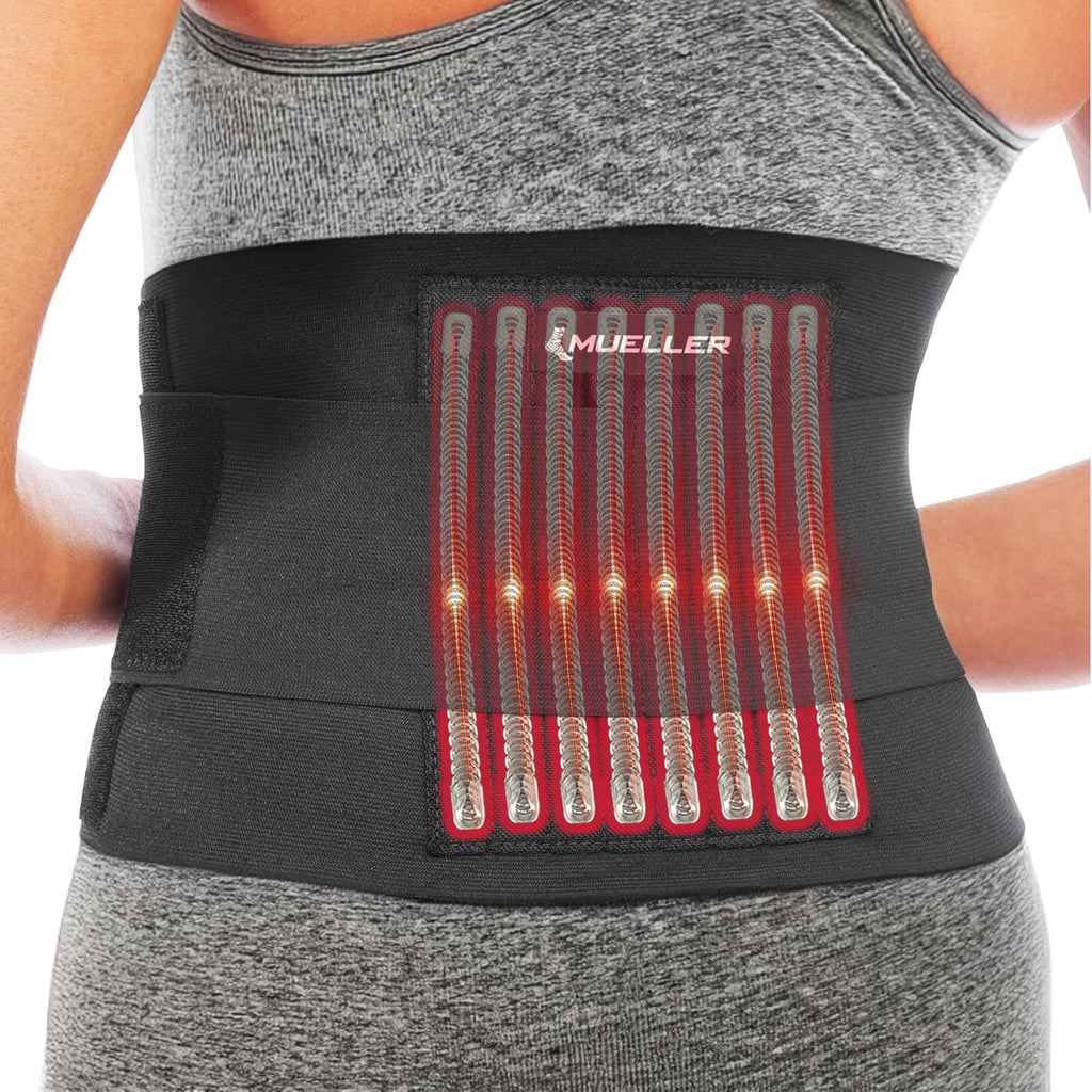 MUELLER Sports Medicine Adjustable Back Brace, Ideal for Upper and Lower Back Pain, Relief & Support for Men and Women, Strains, Sciatica, Scoliosis, Black, One Size