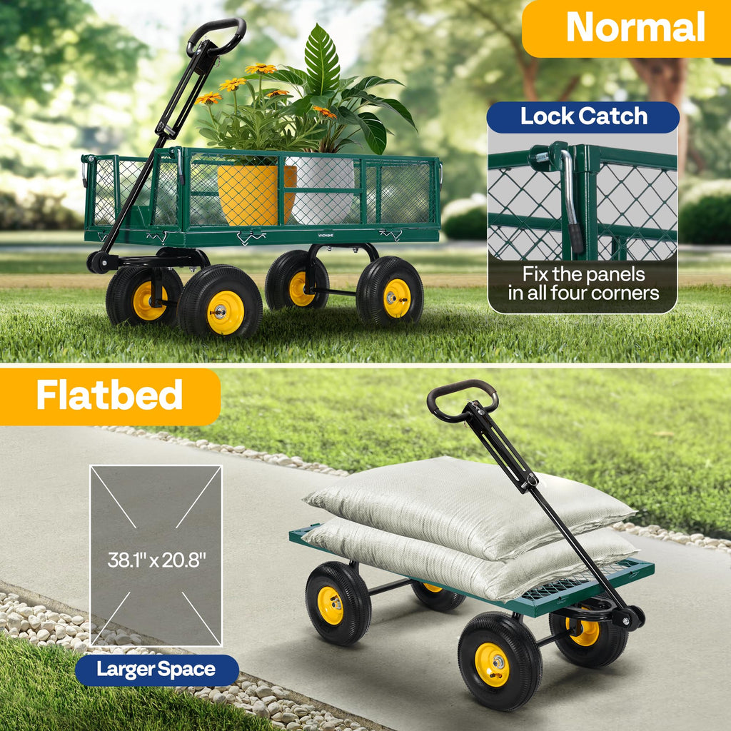 VIVOHOME Steel Garden Cart Heavy Duty 900 LBS 4.5 Cu Ft Utility Wagon
