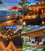 Tenmiro 200FT LED Outdoor String Lights with Remote, 74+2 Shatterproof Bulbs Dimmable Timing 3 Light Modes Outside Patio Lights for Backyard Porch Deck Garden Balcony Pool party Hanging Lighting Decor
