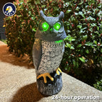 Ugold Solar Powered Garden Owl with Motion Detection, Rotating Head, Realistic Hoots and Silent Mode, Outdoor Statue and Sculpture, Owl Decoration for Home, Garden, Patio and Lawn
