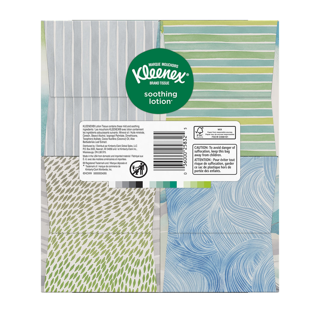 Kleenex Lotion Facial Tissue ( Designs & colors will vary ) 75 Count (Pack of 4)