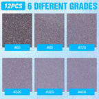 12 Pack Sanding Sponge, Washable and Reusable Sanding Blocks 400 Grit Wet Dry Sand Paper for Wood Drywall Metal Furniture