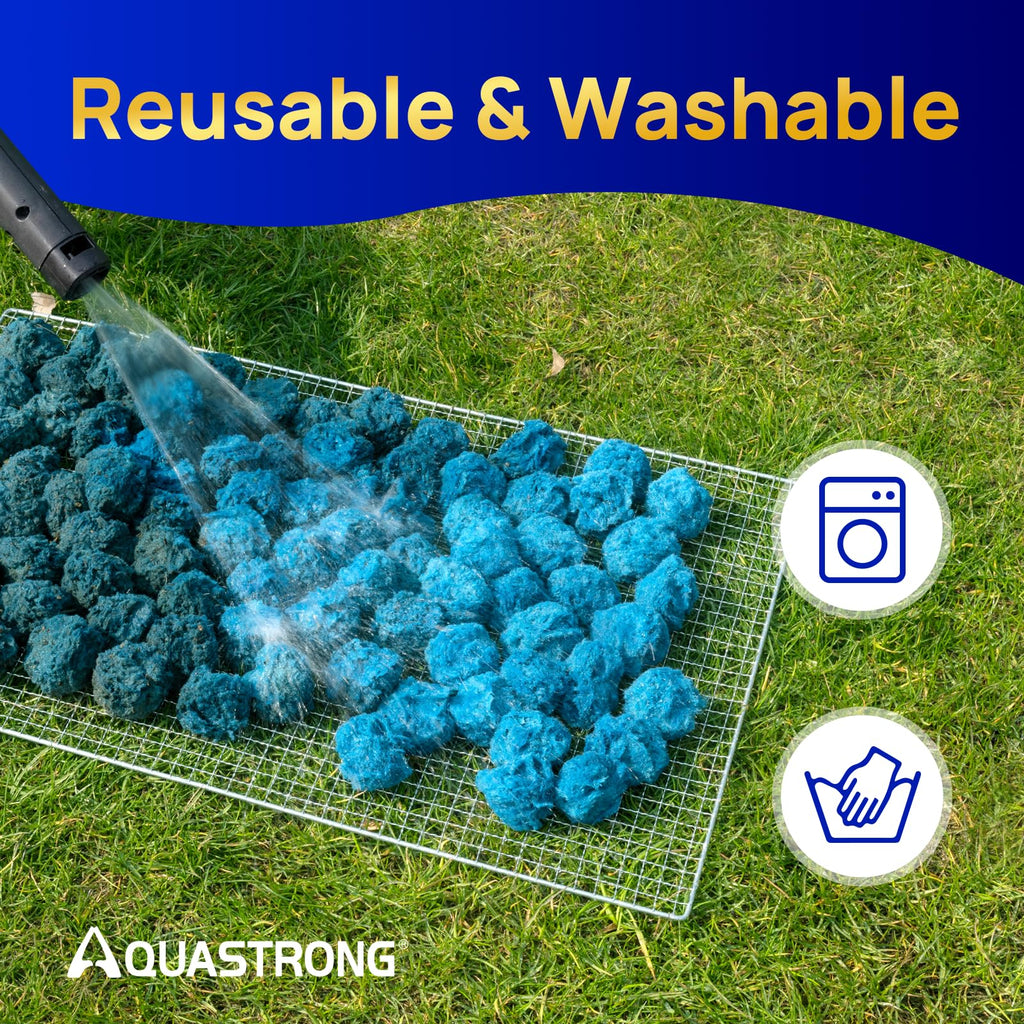 AQUASTRONG Pool Filter Balls for Sand Filter Pump, 3.1 lbs Reusable Sand Filter Balls (Replaces 100 lbs Pool Filter Sand), Efficient Blue Filter Balls for Swimming Pools, Filter Pumps, Aquariums