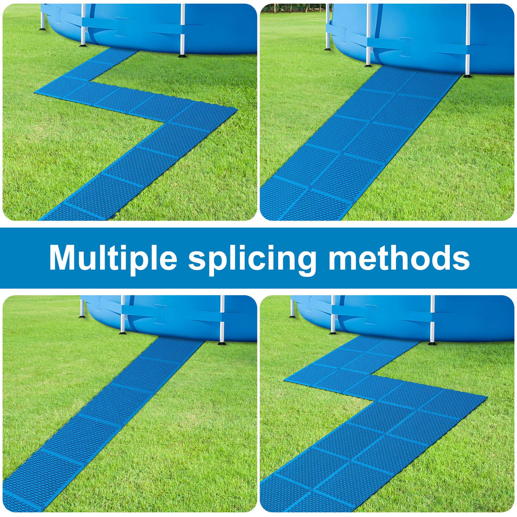 16 Pcs Ground Pool Drainage Walkway, 10.3" x 10.3" Floor Protector Mat