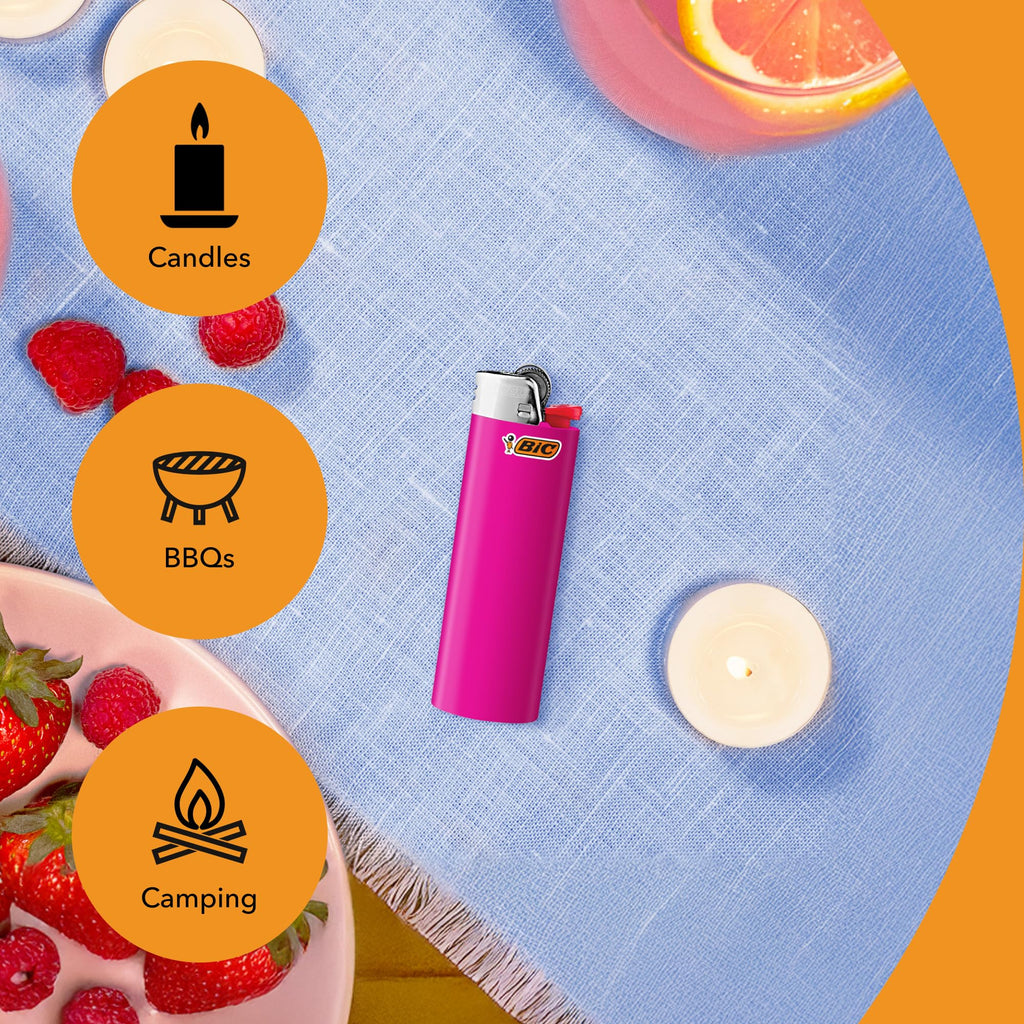 BIC Maxi Pocket Lighters, Long-Lasting Flame and Colorful Designs, Classic Collection, 15-Pack (Colors May Vary)