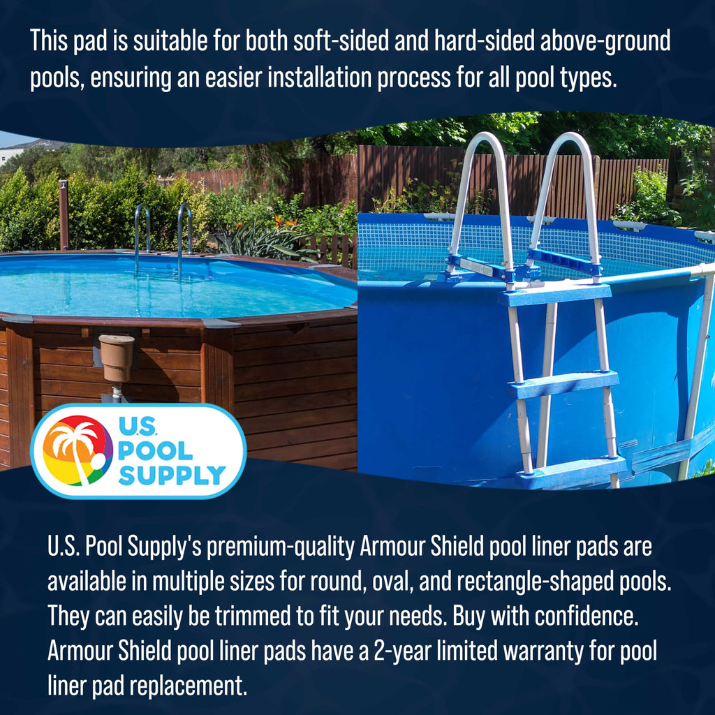 U.S. Pool Supply Ground Shield 21-Foot Round Heavy Duty Pool Liner Pad for Above Ground Swimming Pools - Protects Pool Liner, Prevents Punctures, Weed Barrier, Eco-Friendly Fabric - Extends Liner Life
