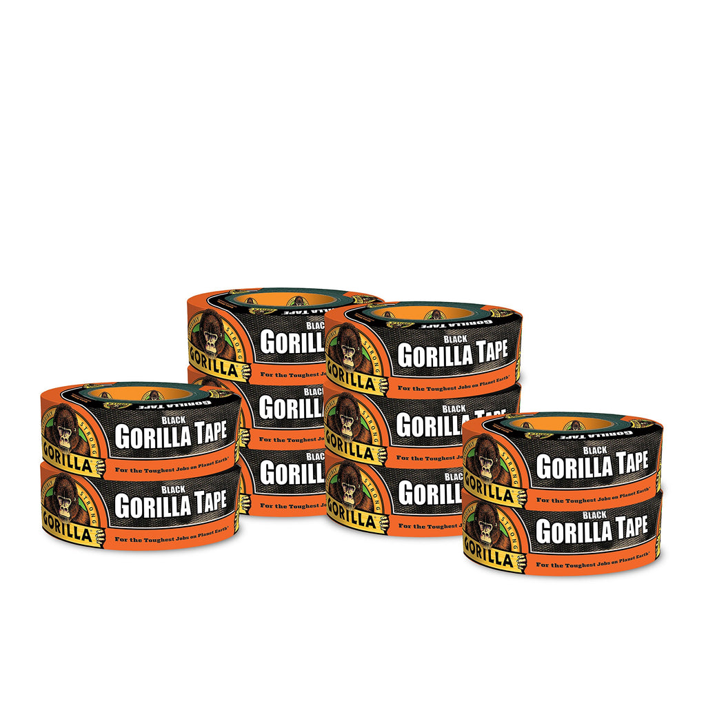 Gorilla Duct Tape, Black Tape, 1.88" x 35 yd, Heavy Duty and Weather Resistant for Indoor or Outdoor, (Pack of 12)