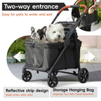 JOYCOW Dog Stroller for 2 Small Dogs or 1 Medium Pet, Low-Entry Design with Anti-Jump-Out, 600D Oxford Fabric, Up to 70 lbs,Black