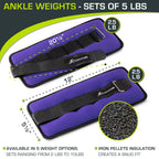 ProsourceFit Ankle / Wrist and Arm / Leg Weights Set of 2, Adjustable Strap for Men and Women, Purple 2.5 LB