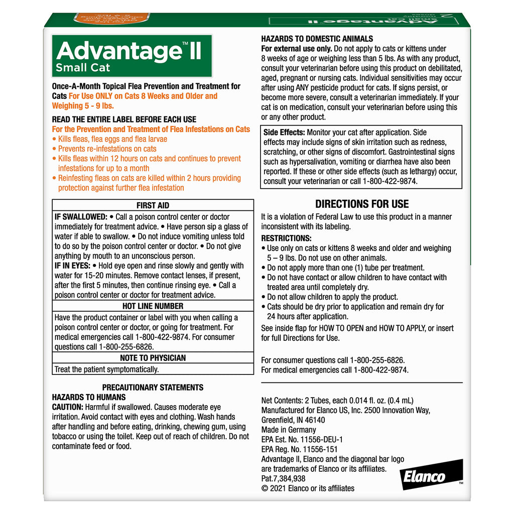 Advantage II Small Cat Topical Flea Treatment & Prevention, 2ct