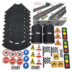 Deluxe Road Tape Play Set - 2x33ft Extended Track with Curves, 30 Traffic Sign Stickers & Durable Drawer Box - Versatile Car Track Tape for Kids, Creative Toy Car Track & Car Track Rug Alternative