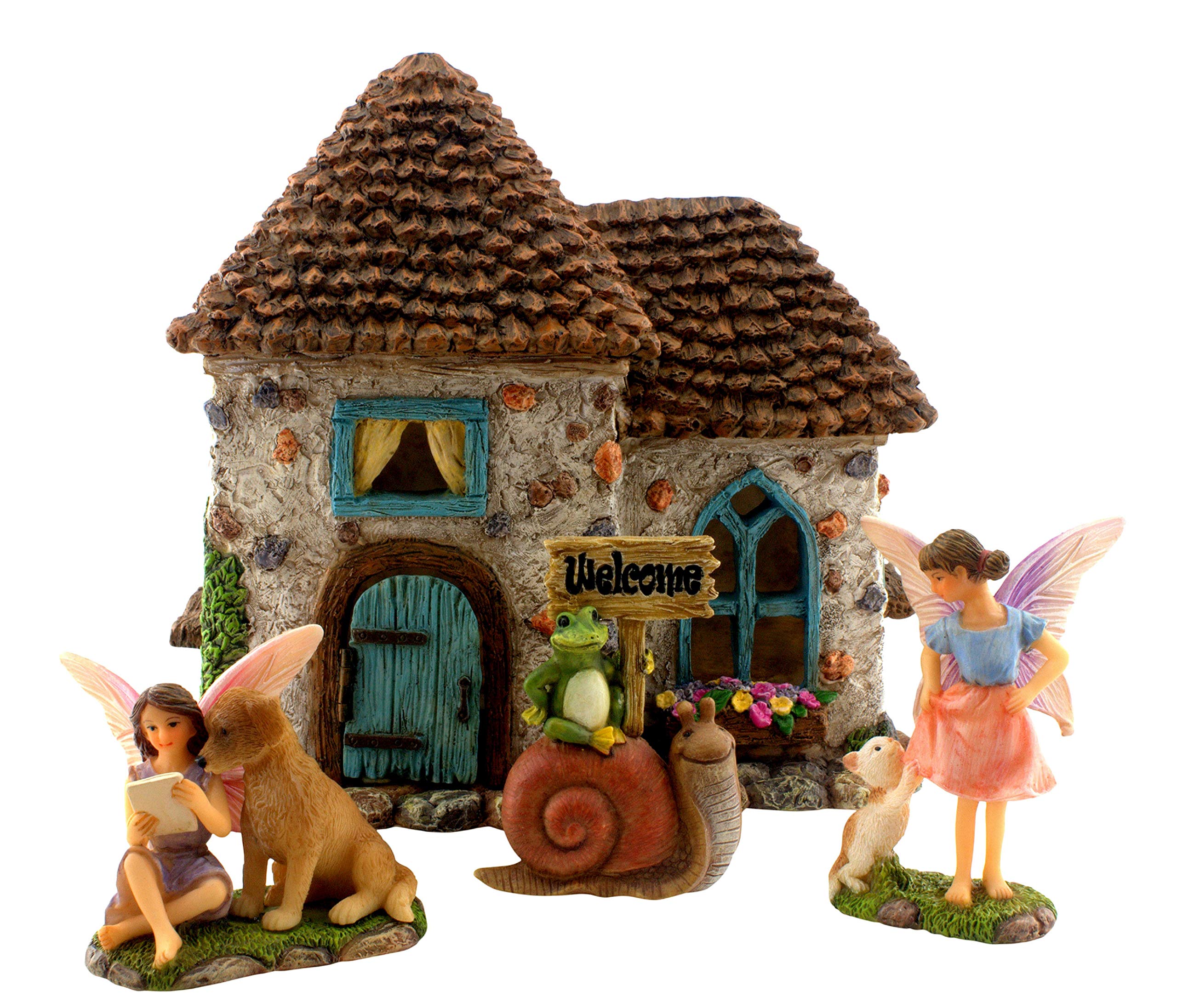 PRETMANNS Fairy Houses for Outside - Fairy Garden House Kit & Sign