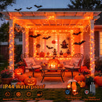 JMEXSUSS 168Ft 600 LED Halloween Lights Outdoor Orange String Lights Plug